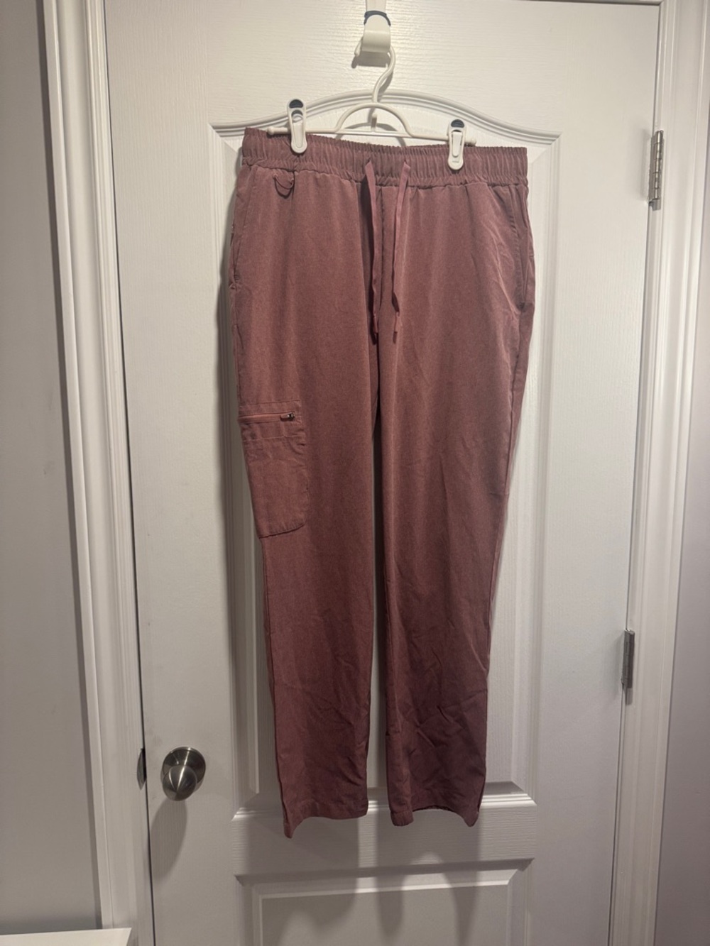 324-Oxgear Women’s Scrub Pants Mauve Pink Drawstring Elastic Waist Cargo Pocket